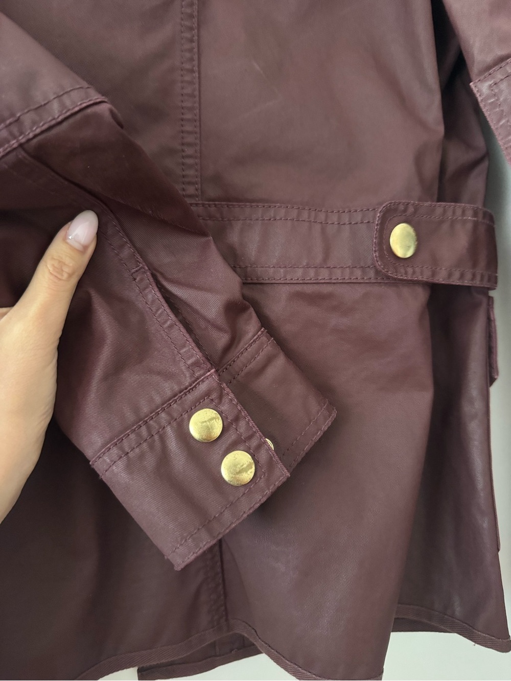 J. Crew Women's Burgundy Utility Field Jacket with Gold Buttons - Picture 4 of 6
